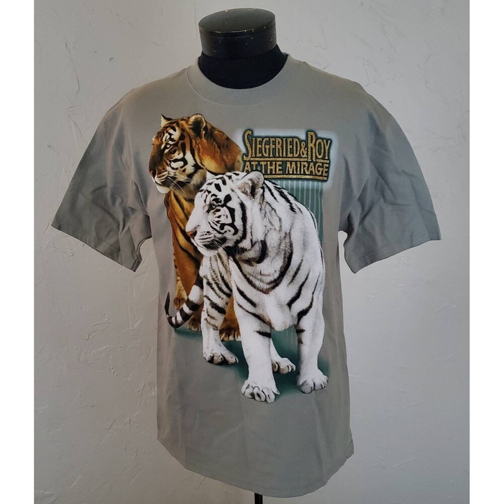 Siegfried & Roy The Mirage Las Vegas T-Shirt Casino Tiger Gray Green Sz M NWT